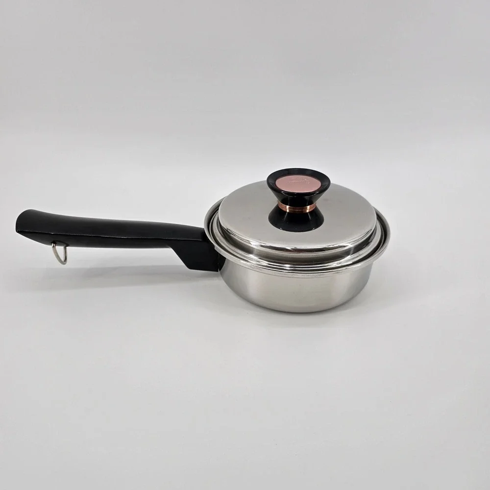 Duncan Hines Saucepan Vintage 3-Ply 18-8 Stainless Steel Lid Silver 1 Quart